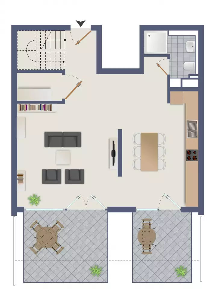 Grundriss EG – Gartenmaisonette am Heerdter Busch